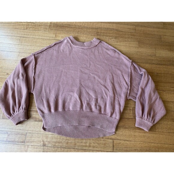 Blu Pepper She's All That Clay Soft Pink 100% Cotten Sweater S Oversized Cropped - Picture 1 of 8